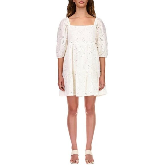 Sanctuary Womens White Eyelet Babydoll Dress Large - Picture 1 of 12